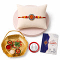 Om Multicolor Rakhi for Brother & Bhaiya with Basket-Topli Pooja | Pack of 5