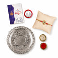 Kundan Multicolor Rakhi for Brother & Bhaiya with Silver Color Pooja | Pack of 5