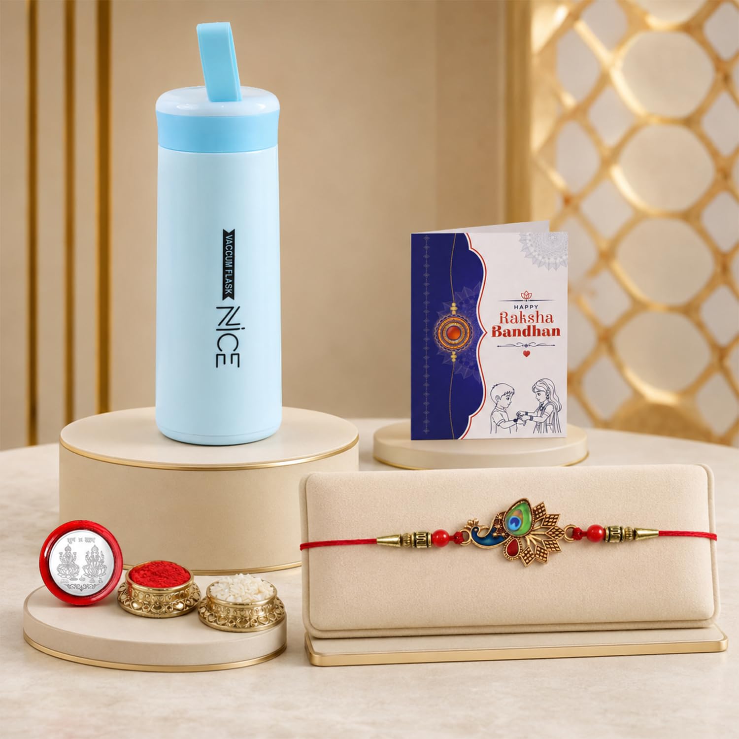 Rakhi for Brother with Water Bottle-400ml - Rakshabandhan Gift Set, Pack of 5