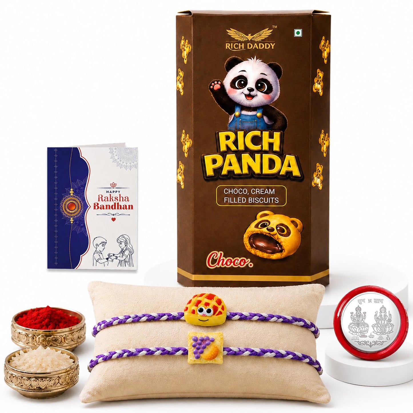 Waffle Rakhi for Brother with Biscuit 60gm - Raksha Bandhan Gift Set, Pack of 6