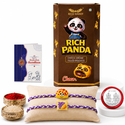 Waffle Rakhi for Brother with Choco Cream Biscuit 60gm, Coin & Card, Pack of 6