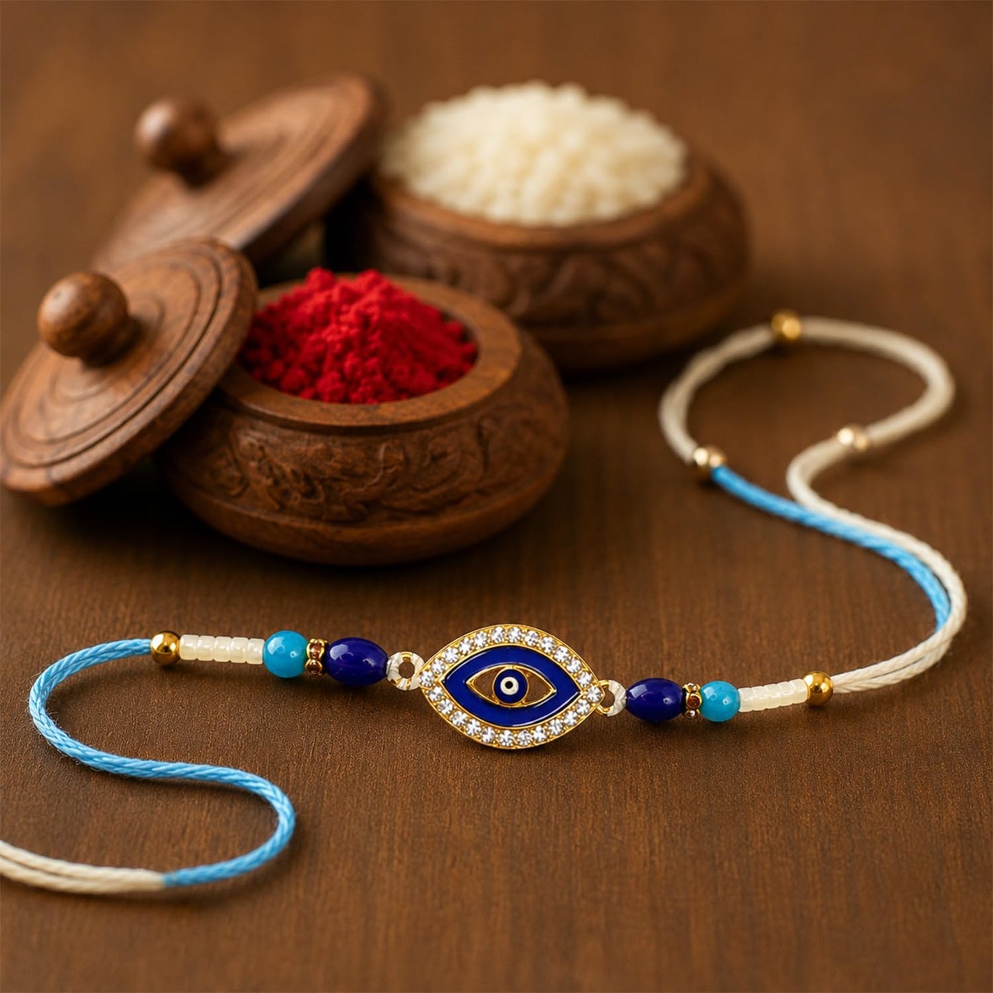 Complete Raksha Bandhan combo gift set with Evil Eye Rakhi.