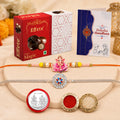 Rakhi with Chocolate for Brother Silver Ganesha Design Gift Combo