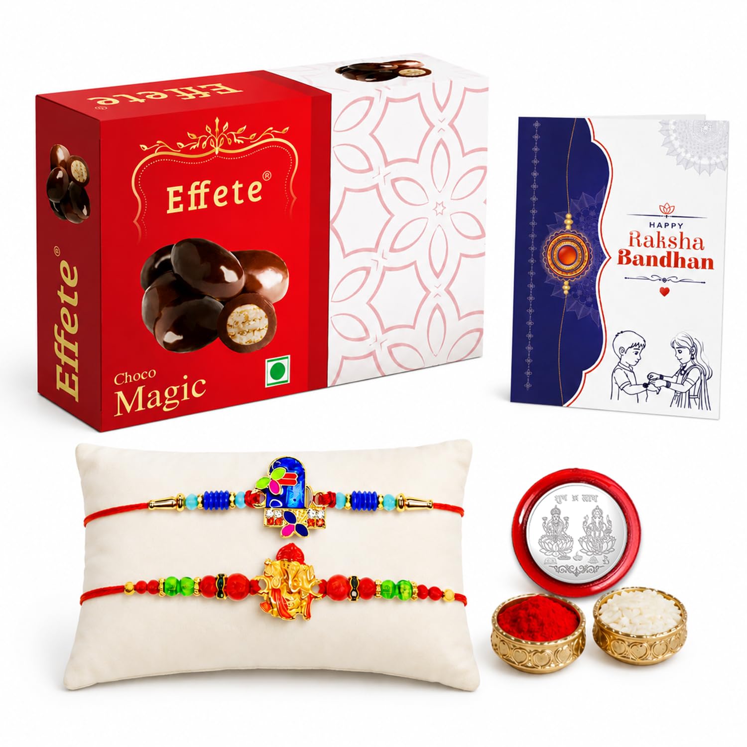 Shivling Rakhi for Brother with Choco Magic 32gm, Roli Tikka & Card, Pack of 6