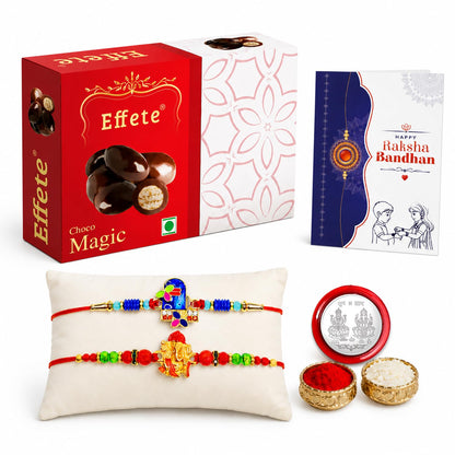 Shivling Rakhi for Brother with Choco Magic 32gm, Roli Tikka & Card, Pack of 6