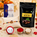 colorful Rakhi for Brother with Choco Magic Pouch, Roli Tikka & Card, Pack of 5