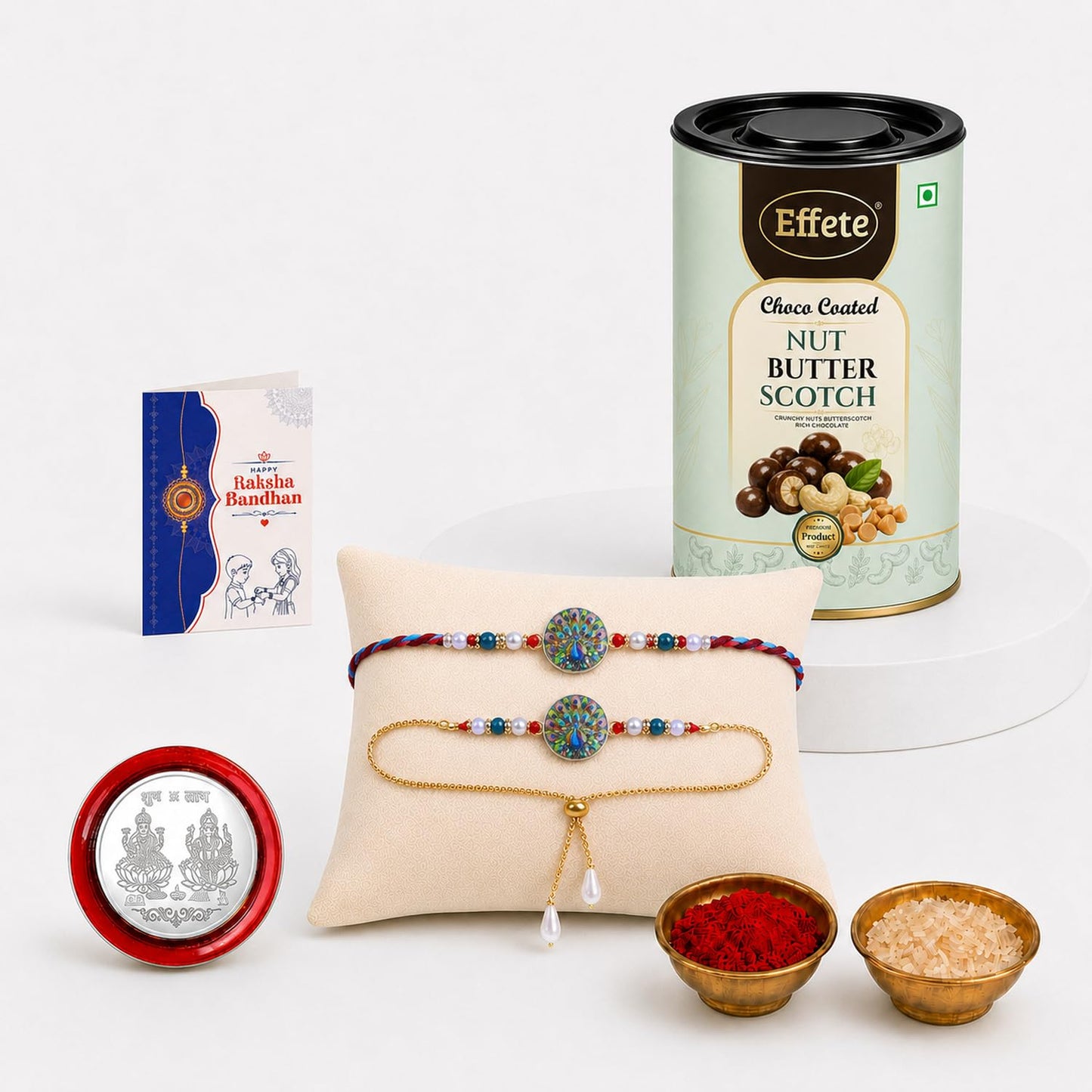 Multicolor Rakhi for Brother with Chocolate 96gm - Raksha Bandhan Gift, Pack of 5
