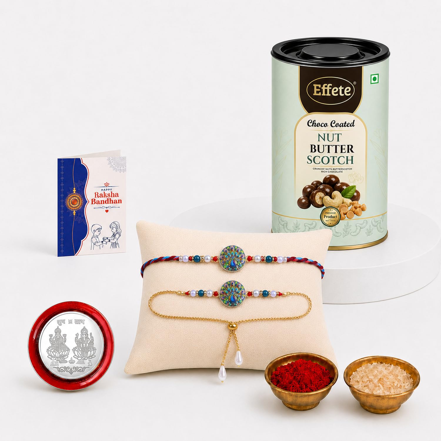 Multicolor Rakhi for Brother with Chocolate 96gm - Raksha Bandhan Gift, Pack of 5