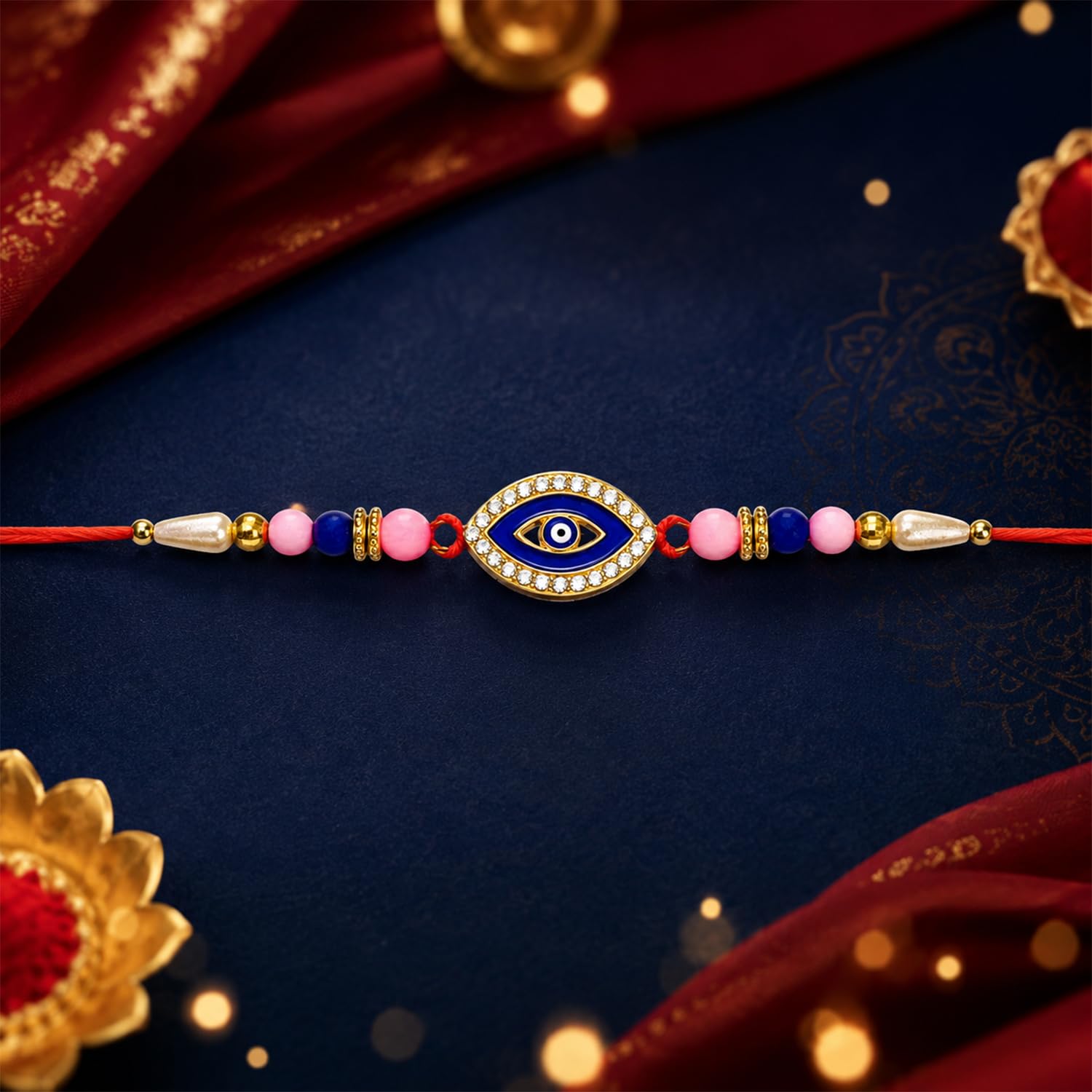 Evil Rakhi for Brother with Choco Magic Pouch, Roli Chawal & Card, Pack of 5
