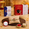 Om Rakhi for Brother with Chocolate Magic 32gm, Roli Chawal & Card, Pack of 5