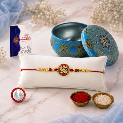 Golden Swastik Multicolor Rakhi for Brother & Bhaiya | Pack of 5