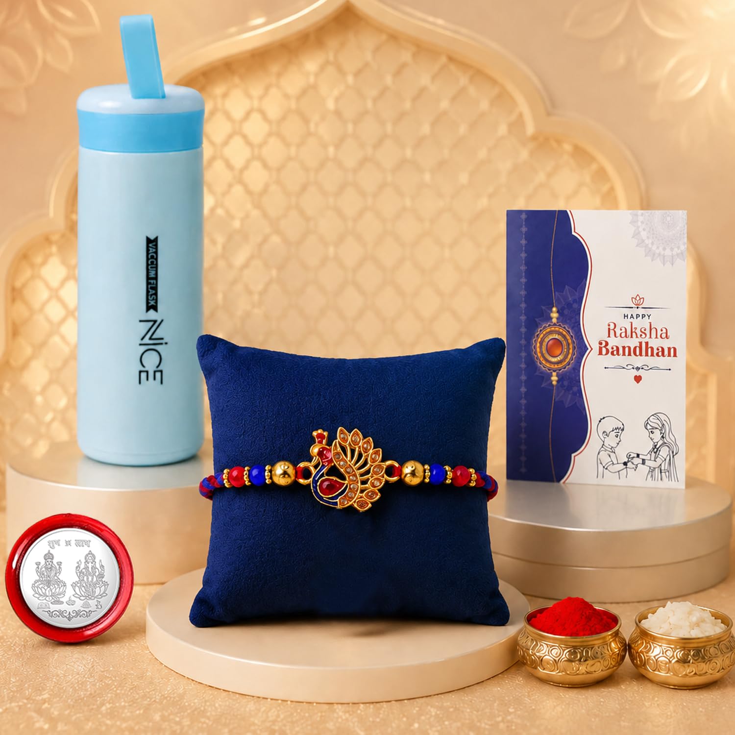 Designer Elegant Multicolor Peacock Kala Rakhi Combo for Brother | Pack of 5