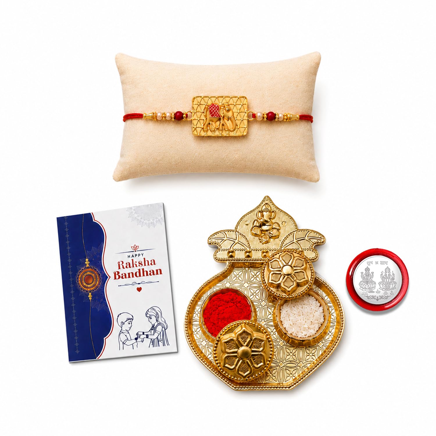 Elephant Multicolor Rakhi for Brother & Bhaiya with Kalash Shape | Pack of 5