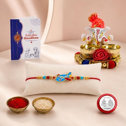 Kids Multicolor Rakhi for Brother & Bhaiya with Ganesha Pooja Thali | Pack of 5