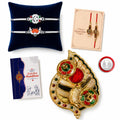 Rakhi for Brother & Bhaiya with Leaf Pooja Thali - Raksha Bandhan Gift, Pack of 7