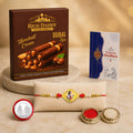 Krishna Rakhi for Brother with Hazelnut Wafer Rolls, Roli Tikka & Card, Pack of 5