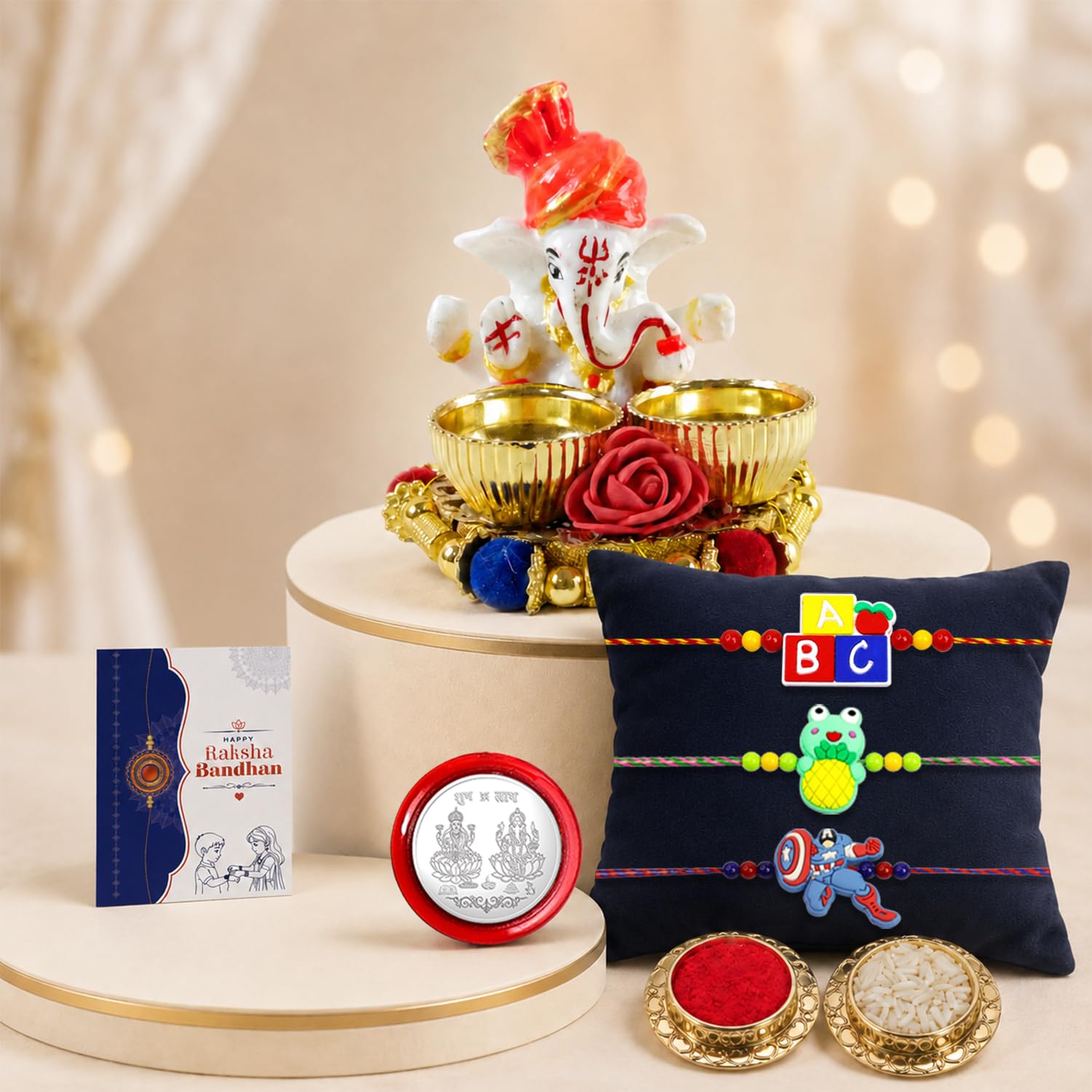 Designer Stylish Multicolor Kids Rakhi Combo for Brother Bhaiya Bhai | Pack of 7