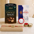 Om Rakhi for Brother with Chocolate Magic 96gm, Roli Tikka & Card - Pack of 5