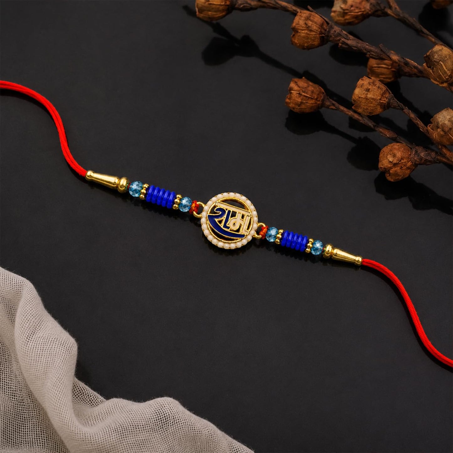 Ram Rakhi for Brother with Blueberry Almond 96gm, Roli Tikka & Card, Pack of 5