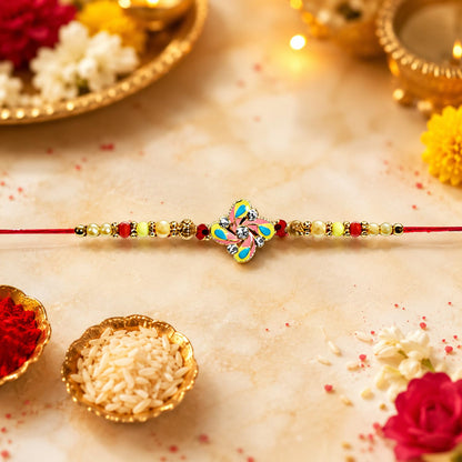 Multicolor Free Hand Rangoli Rakhi for Brother with Butter Scotch 32gm, Pack of 7
