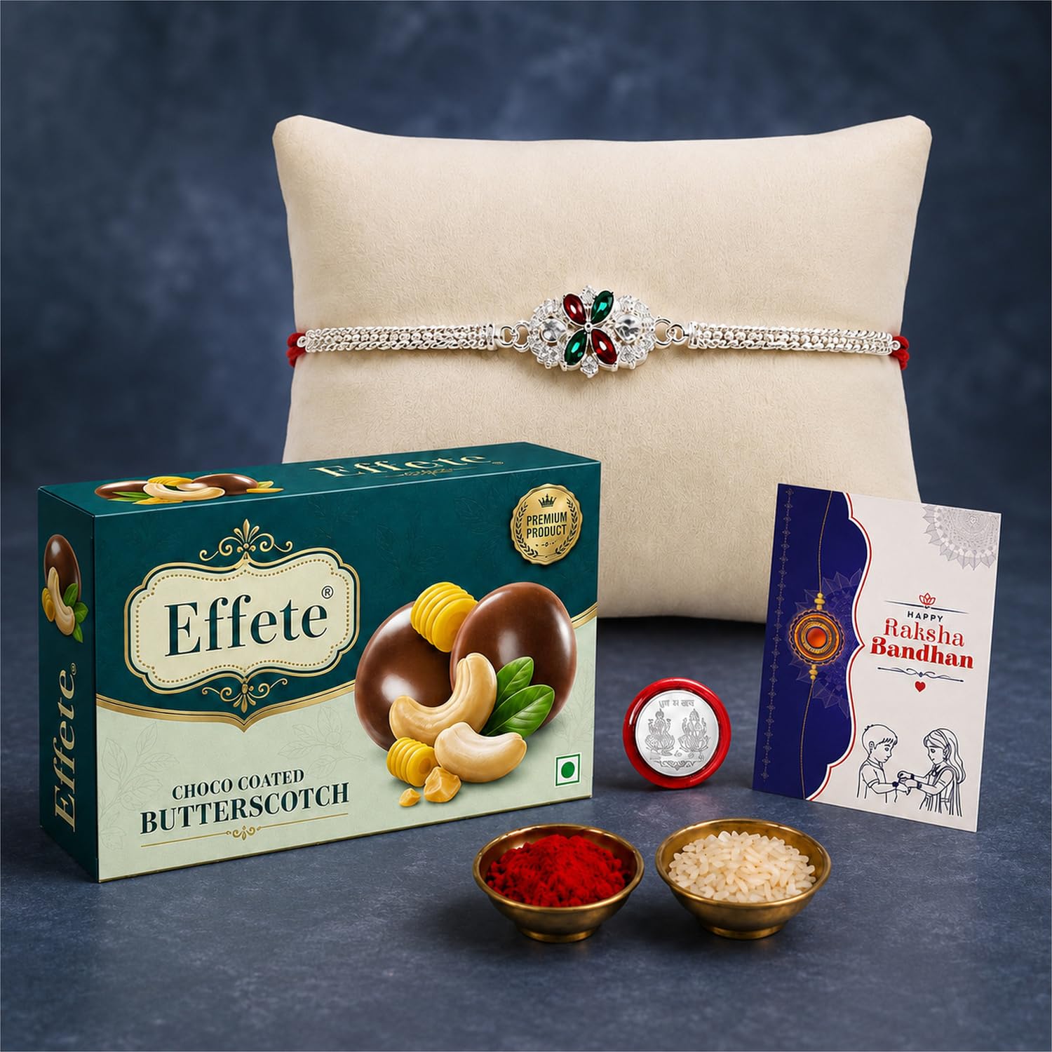 Rakhi for Brother with Butter Scotch 32gm - Raksha Bandhan Gift Set, Pack of 5