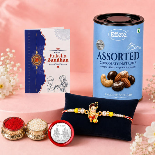 Bal Hanuman Rakhi for Brother with Choco Dryfruits 96gm, Coin & Card, Pack of 5