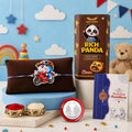 Kids Blue Bike Cat Rakhi for Brother with Chocolate Cream Biscuit 60gm, Pack of 5