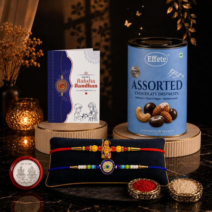 Ganesha, Evil Eye Rakhi Combo - Raksha Bandhan Gift with Assorted Choco 96gm, Pack of 6