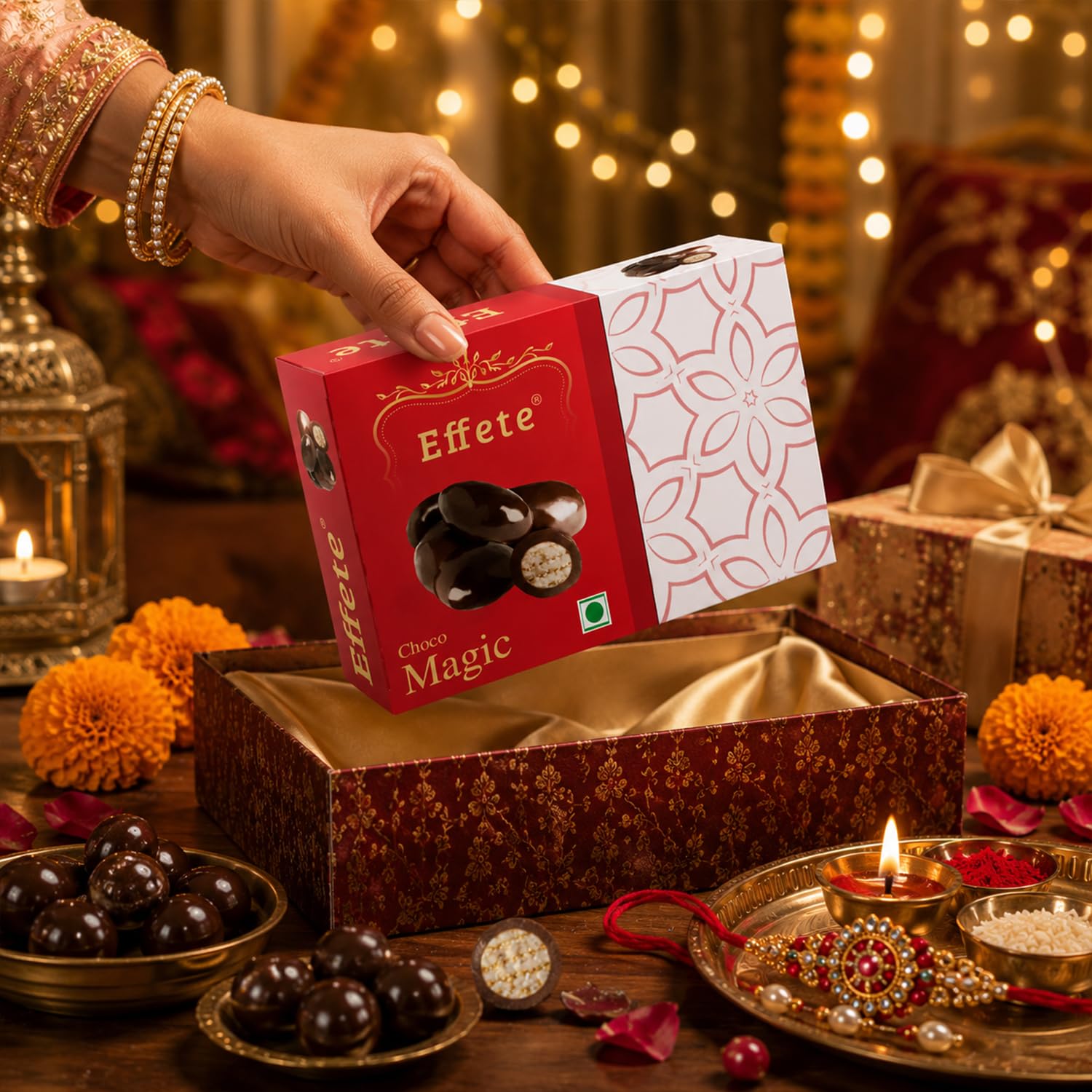Rakhi for Brother with Chocolate & Coffee Mug - Rakshabandhan Gift Set, Pack of 6