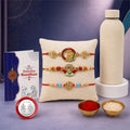 Raksha Bandhan Gift Combo with Om Flower Rakhi & Steel Bottle