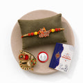 Shri Ram Multicolor Rakhi for Brother & Bhaiya with Leaf Shape Pooja | Pack of 5