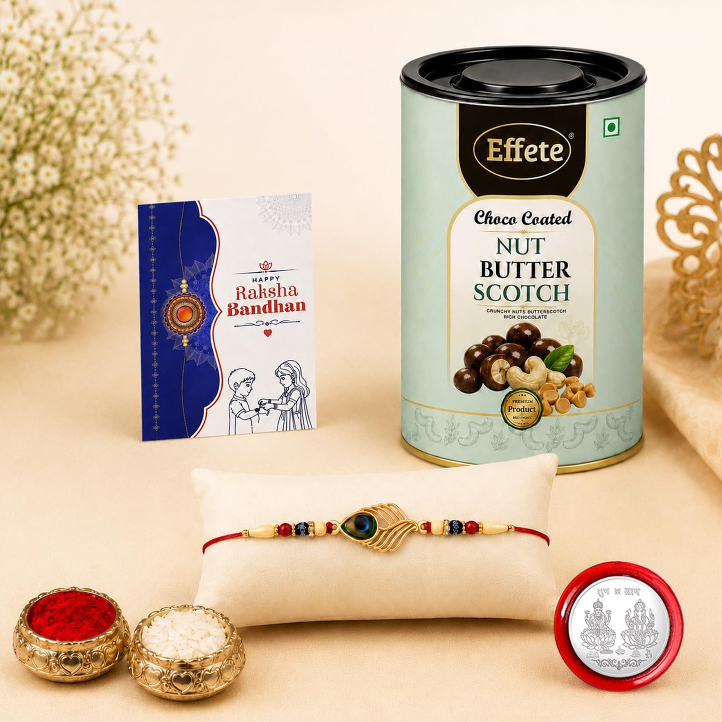 Multicolor Rakhi – Chocolate Butter Scotch Raksha Bandhan Gift Combo (Pack of 5)