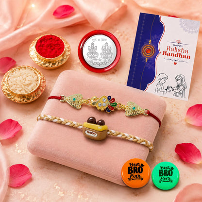 Peacock,Happy Charm Multicolor Rakhi Combo with Multicolour Decorative Magnets