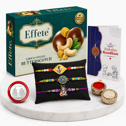 Krishna Rakhi Combo - Raksha Bandhan Gift with Choco Butterscotch 32gm, Pack of 7