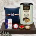 Peacock Rakhi for Brother with Butter Scotch 96gm, Roli Tikka & Card, Pack of 5