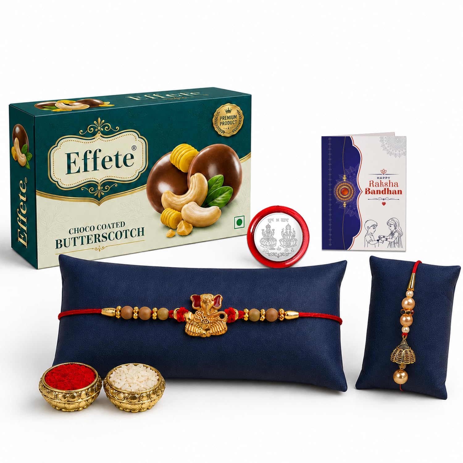 Rakhi for Brother with Butter Scotch 32gm - Raksha Bandhan Gift Set, Pack of 6