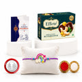 Rainbow Rakhi for Brother with Butter Scotch 32gm, Roli Chawal & Card, Pack of 5
