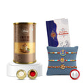 Designer Rakhi for Brother with Coffee Almond 96gm, Roli Chawal & Card, Pack of 3