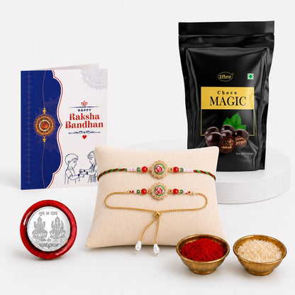 Rakhi for Brother with Chocolate Magic Pouch - Rakshabandhan Gift Set, Pack of 5