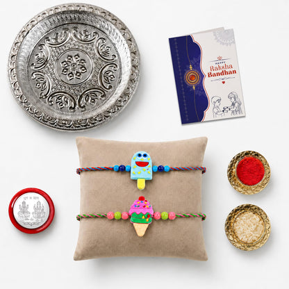 Ice Cream Multicolor Rakhi for Brother & Bhaiya with Silver Color | Pack of 6