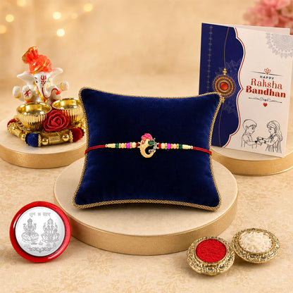 Designer Elegant Multicolor Ganesha Rakhi Combo for Brother Bhaiya | Pack of 5