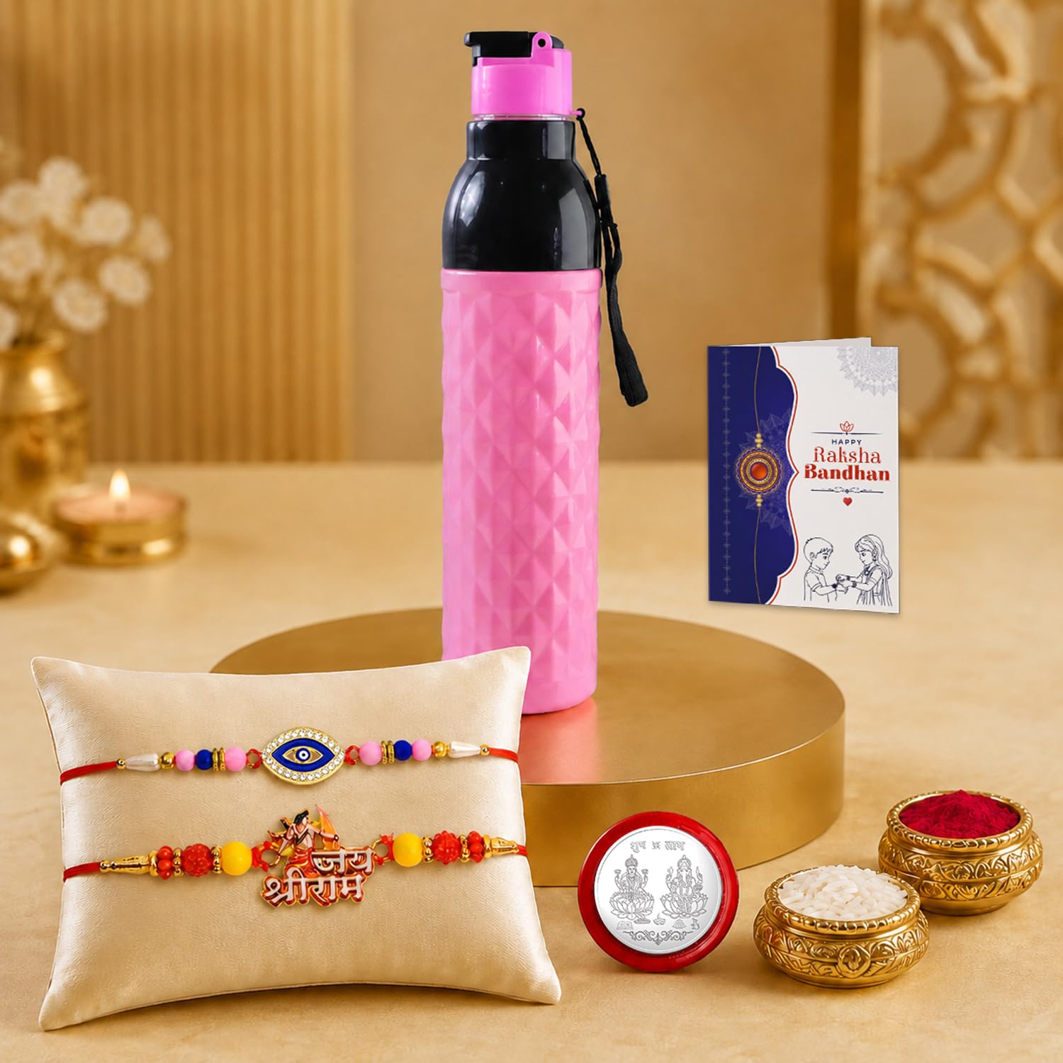 Designer Multicolor Evil Eye & Shri Ram Rakhi Combo for Brother | Pack of 6