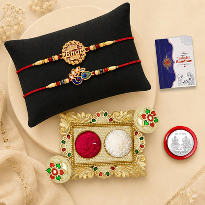 Bhai Rakhi for Brother with Pooja Thali - Raksha Bandhan Gift Set, Pack of 6