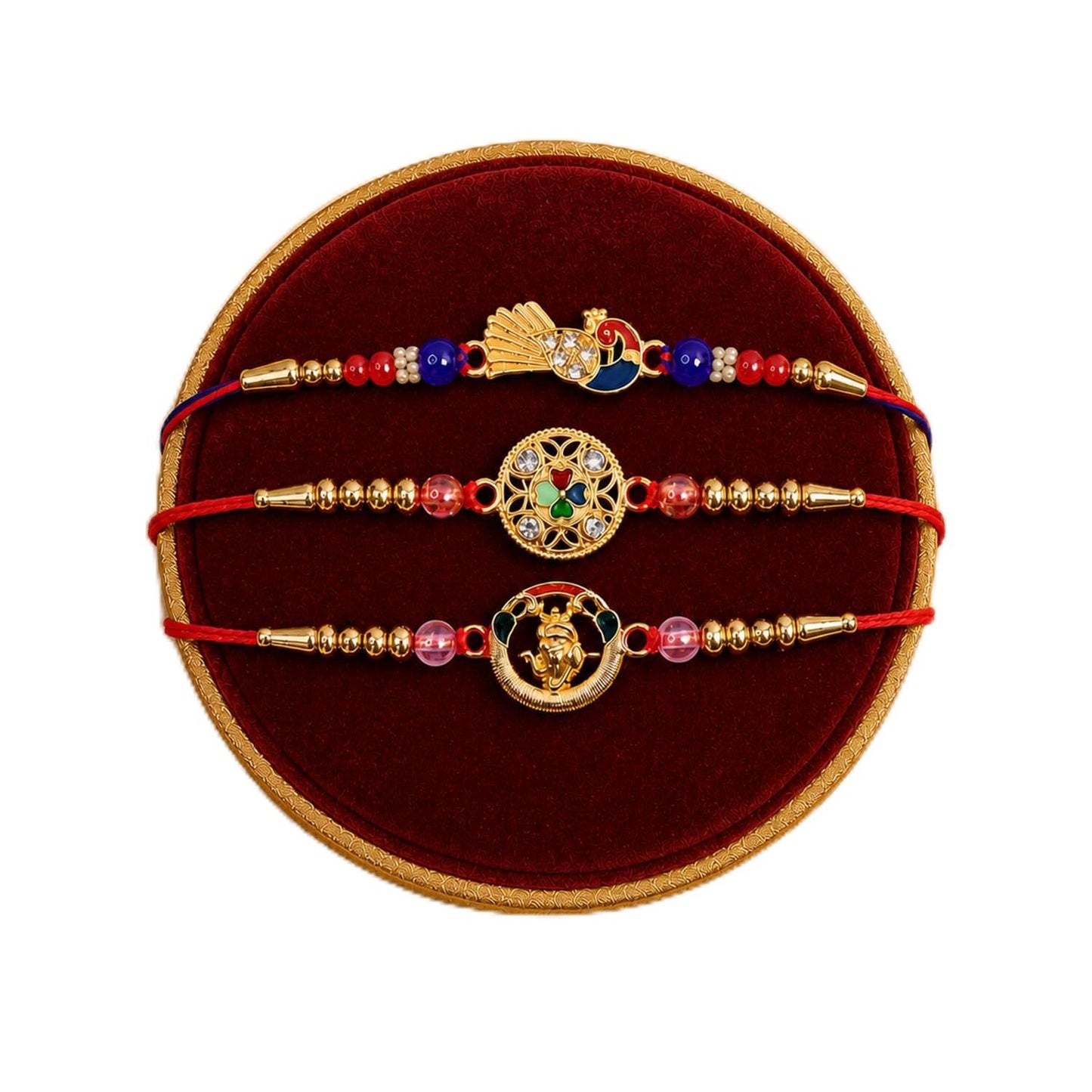 Rakhi for Brother with Peacock Pooja Thali - Raksha Bandhan Gift Set, Pack of 7