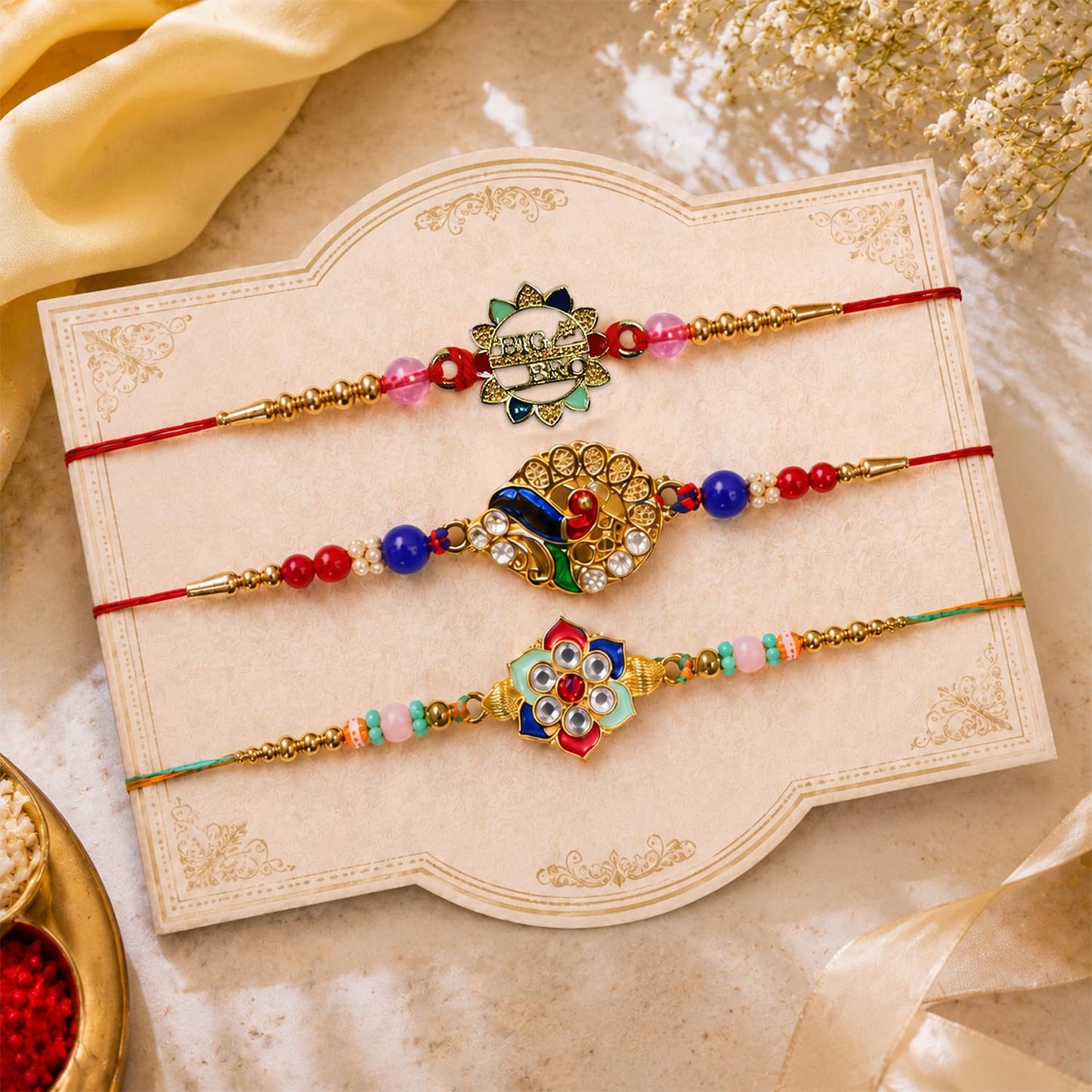 BIG Bro Rakhi for Brother with Pooja Thali - Raksha Bandhan Gift Set, Pack of 7