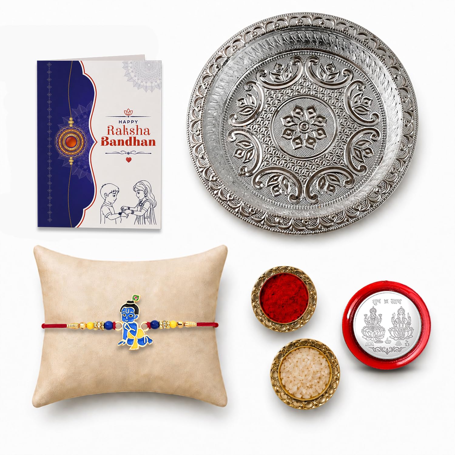 Bal Gopal Multicolor Rakhi for Brother & Bhaiya with Silver Color | Pack of 5