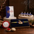 Krishna Rakhi for Brother with Candles 4pcs, Roli Tikka & Card - Pack of 5