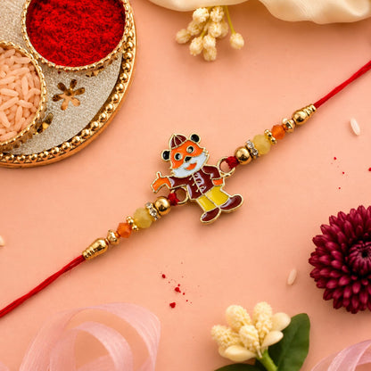Cartoon Rakhi for Brother with Pooja Thali, Roli Tikka & Greeting Card, Pack of 5