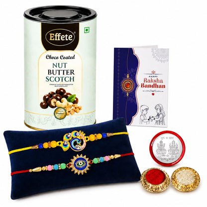 Evil Eye, Bird Rakhi Combo - Raksha Bandhan Gift with Choco Butterscotch 96gm, Pack of 6