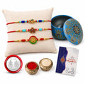 Designer Multicolor Peacock, Lotus & Ganesha Rakhi Combo for Brother | Pack of 7